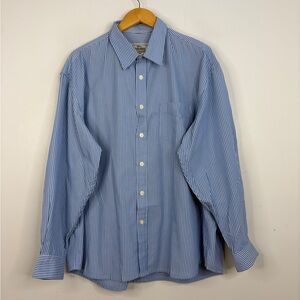 Vintage Tilley Endurables Shirt Mens XL Blue White Stripe Long Sleeve Collared